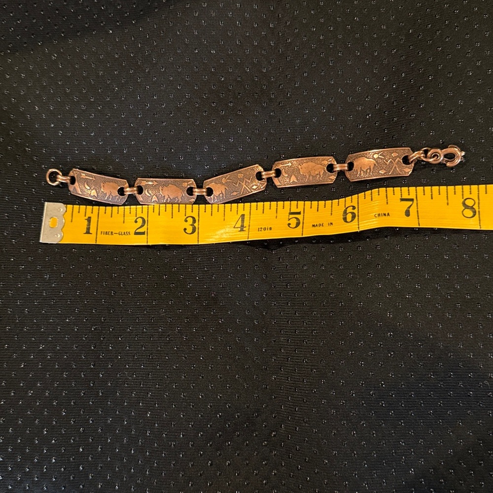 Solid Copper Bracelet With Buffalo Engraved Design - image 4